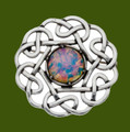 Celtic Endless Open Knotwork Opal Glass Stone Stylish Pewter Brooch