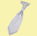 Silver Grey Mens Plain Satin Pre-tied Ruche Wedding Cravat Necktie 