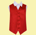 Apple Red Boys Plain Satin Wedding Vest Waistcoat 
