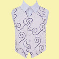 Purple Boys Scroll Pattern Microfibre Wedding Vest Waistcoat 