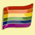 Rainbow Pride Waving Flag Enamel Badge Lapel Pin Set x 3