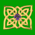 Celtic Knotwork Purple Amethyst Star Design Medium 9K Yellow Gold Brooch