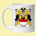 Vivaldi Italian Coat of Arms Surname Double Sided Ceramic Mugs Set of 2