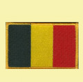 Belgium Flag World Rectangular Embroidered Cloth Patch Set x 3