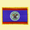 Belize Flag World Rectangular Embroidered Cloth Patch Set x 3