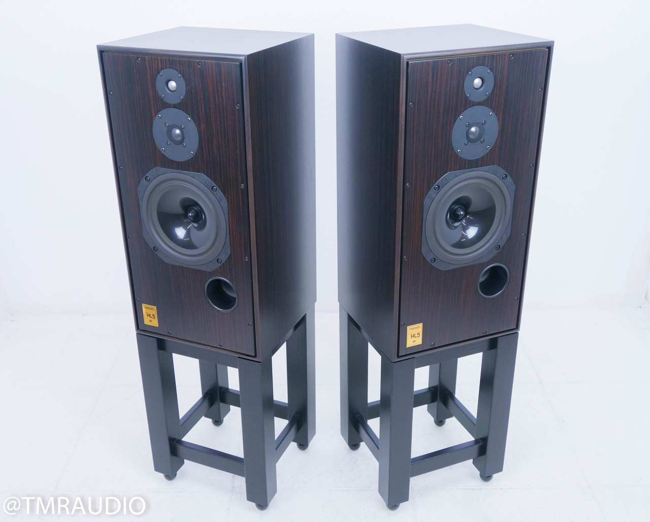 Harbeth Super HL5 Plus Monitors; Tiger Ebony Pair w/ Resonant Woods Stands