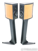 Sonus Faber Liuto Bookshelf Speakers; Black Leather & Cherry Pair w/ Stands (SOLD)