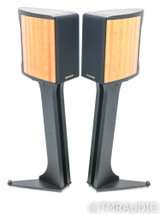 Sonus Faber Liuto Bookshelf Speakers; Black Leather & Cherry Pair w/ Stands (SOLD)