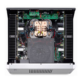 Rotel RB-1582 MkII Stereo Power Amplifier top view with cover removed showing internal components