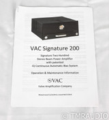 VAC Signature 200 iQ Stereo Tube Power Amplifier; 200iQ; Black (SOLD)