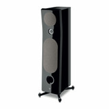 Focal Kanta No. 3 Floorstanding Speakers, black high gloss and deep black angled view with grill