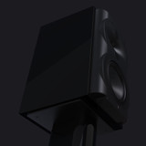 Perlisten R4b Bookshelf Speakers, piano black hero shot