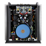 Parasound Halo JC 1+ Mono Power Amplifier, black top view with cover removed, internal components