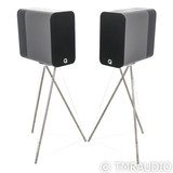 Q Acoustics Concept 300 Bookshelf Speakers; Silver & Ebony Pair w/ Stands (Open Box)