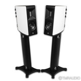 Borresen X1 Bookshelf Speakers; White Pair w/ Stands