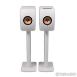 KEF LS50 Wireless II Active Bookshelf Speakers; White Pair with Stands