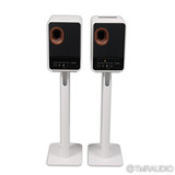 KEF LS50 Wireless II Active Bookshelf Speakers; White Pair with Stands