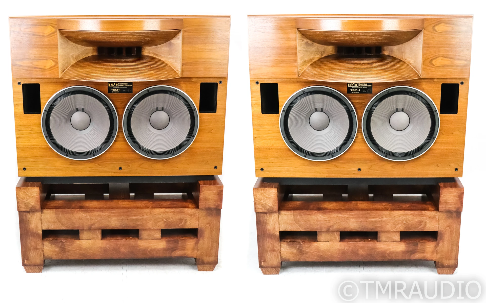 TAD TSM1 Monitor Speakers; Pioneer; TSM1; Walnut Pair w/ Stands RARE The Music Room