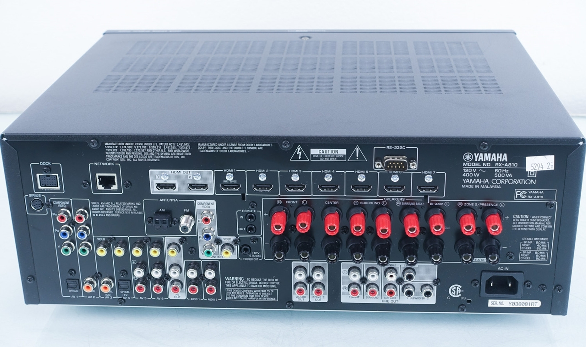 Yamaha RXA810 110 Watt 7.2 AV Receiver HDMI Network A/V 7.1 The