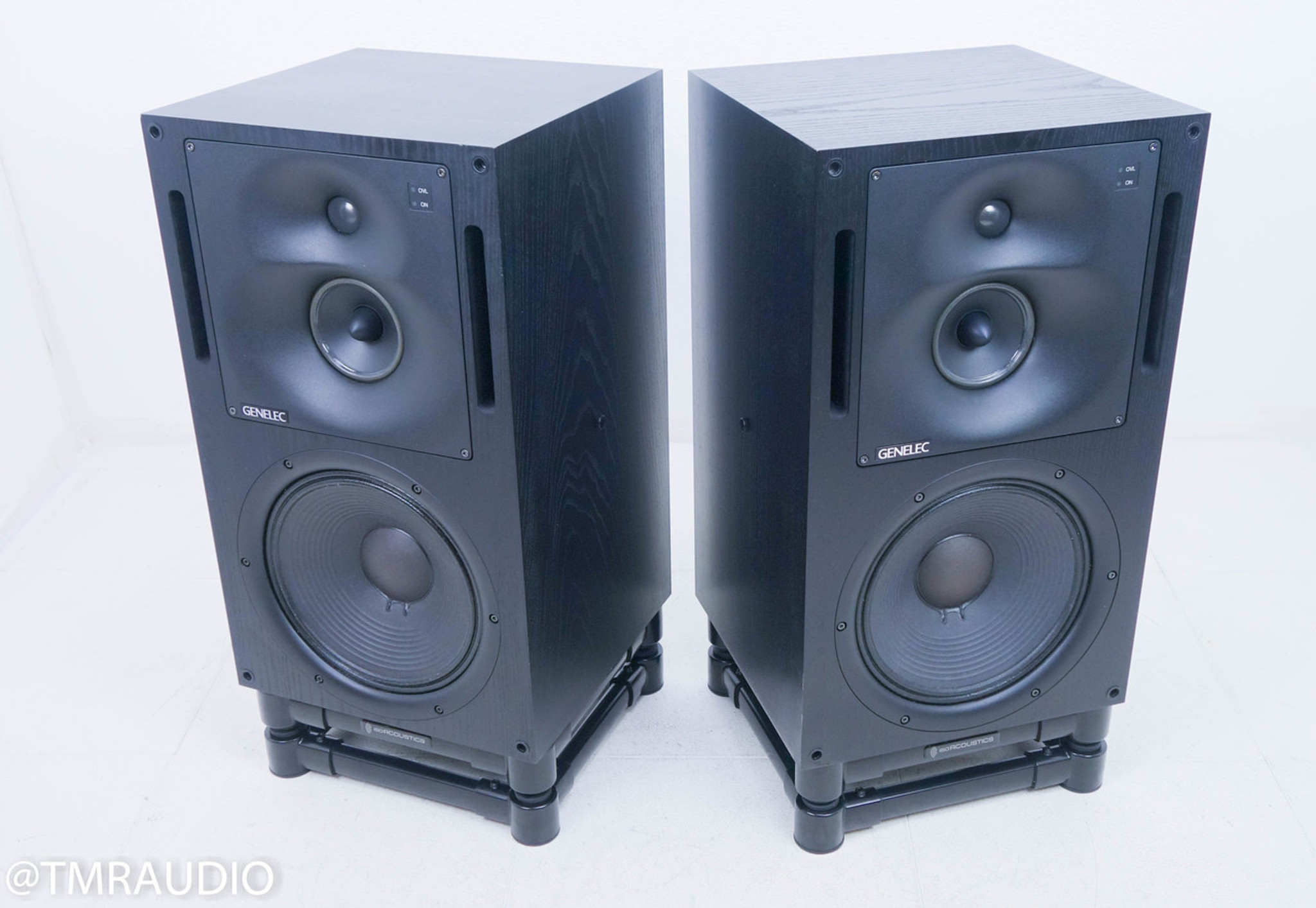 Genelec 1037B Active Monitor Speakers; Black Pair; IsoAcoustics Stands