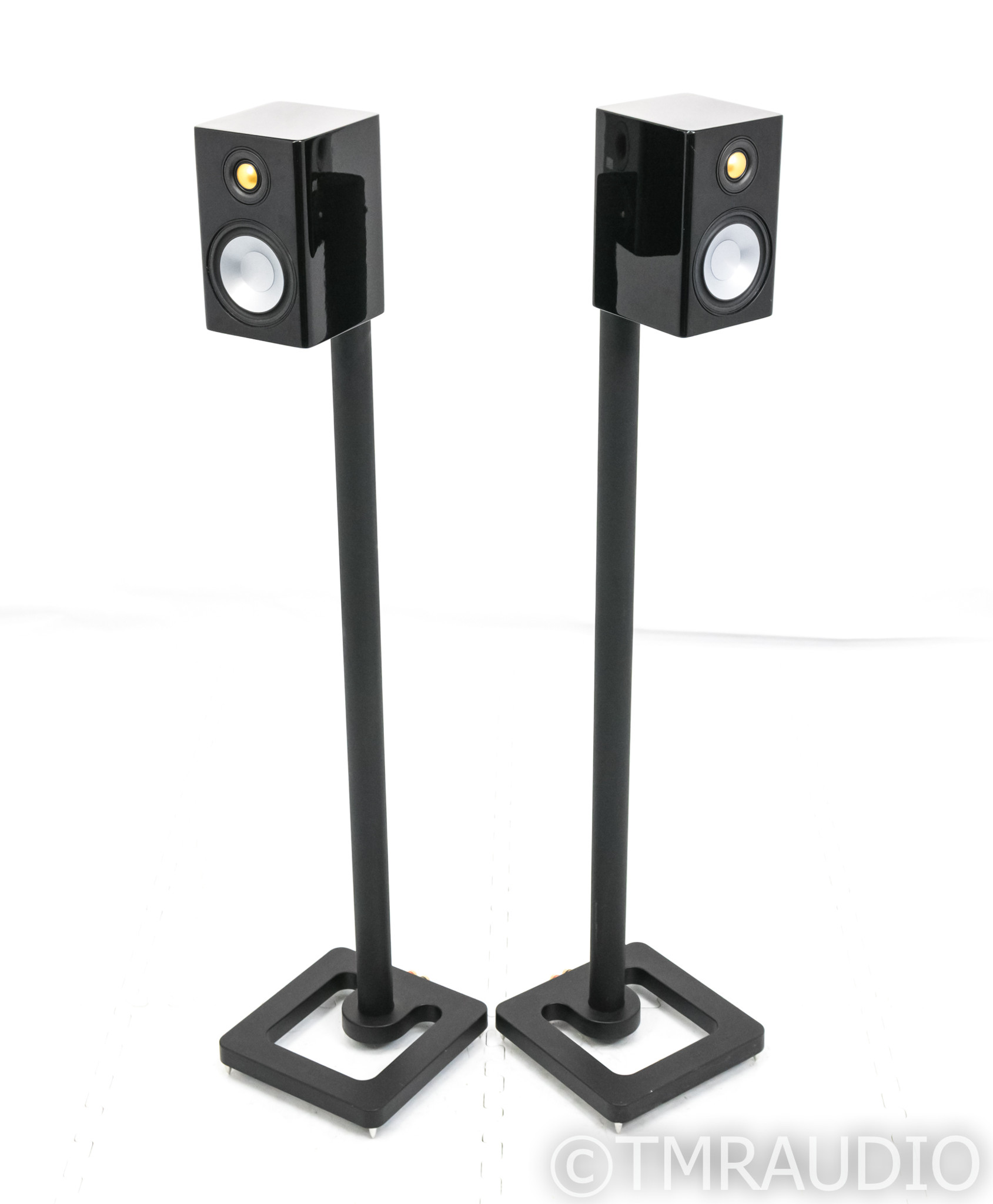 Monitor Audio Radius 90 HD Bookshelf Speakers; R90HD; Black Pair w/ 1m  Stands