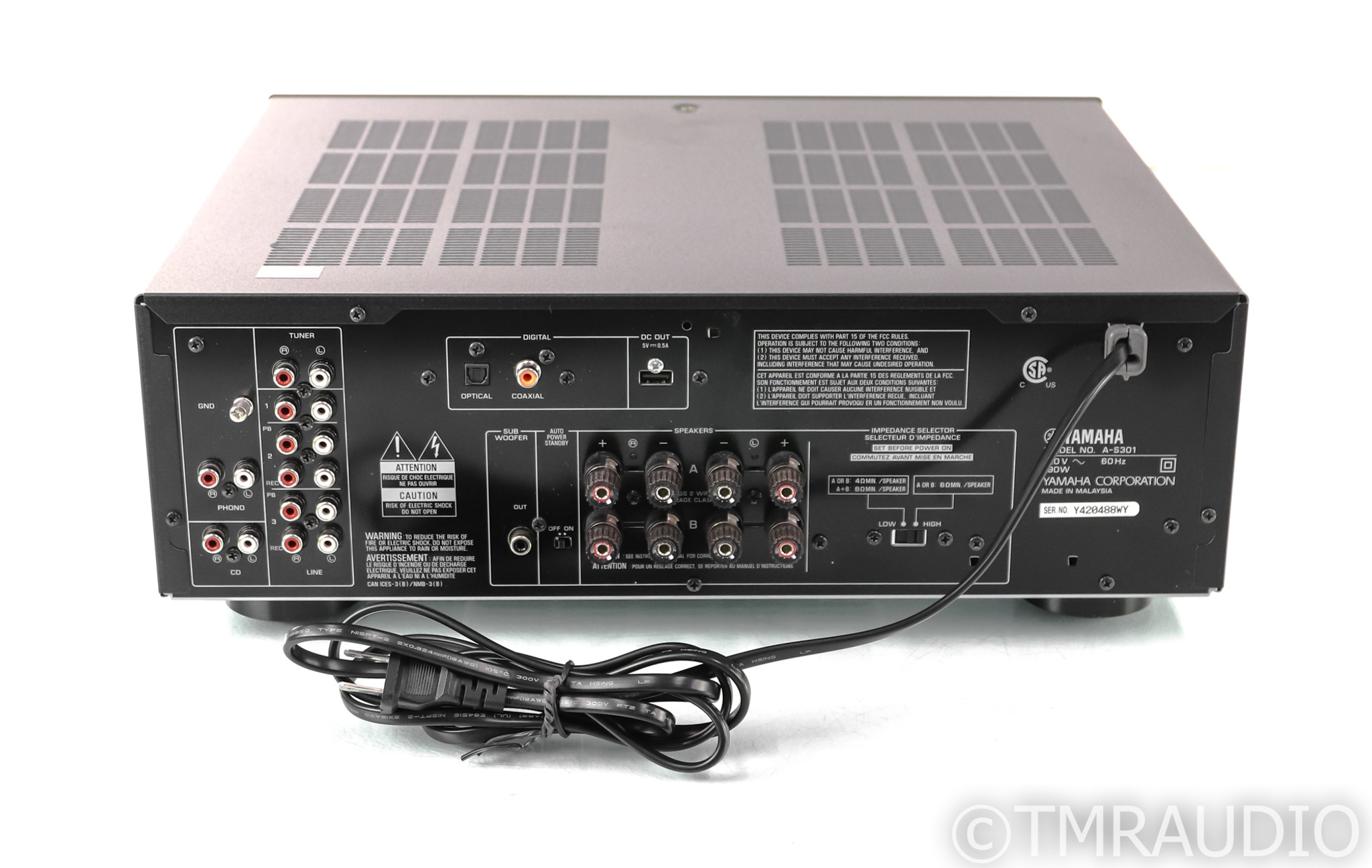 Yamaha A-S301 Stereo Integrated Amplifier; MM Phono; AS301; Black