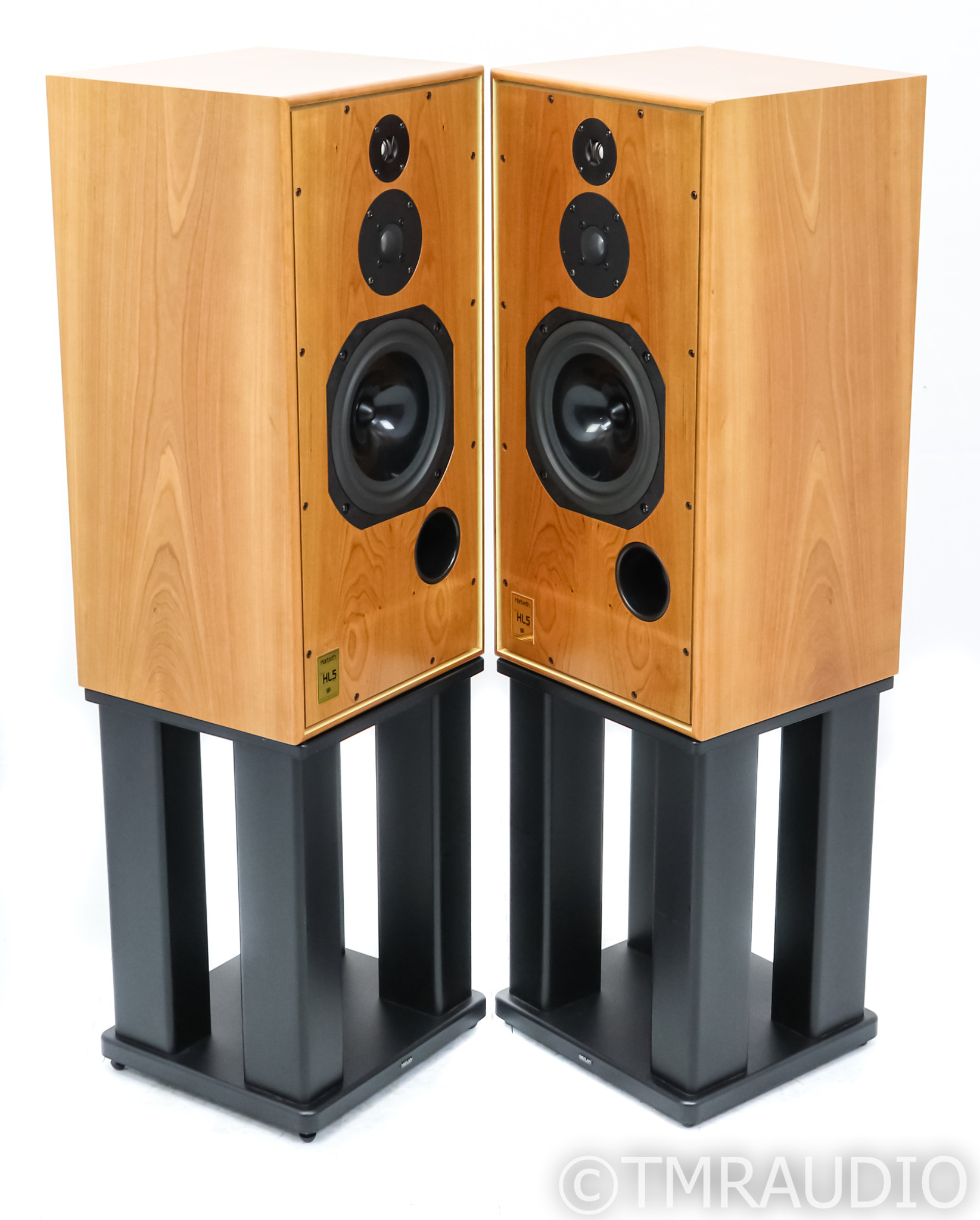 Harbeth Super HL5 Plus Floorstanding Speakers; Cherry Pair; Skylan Stands