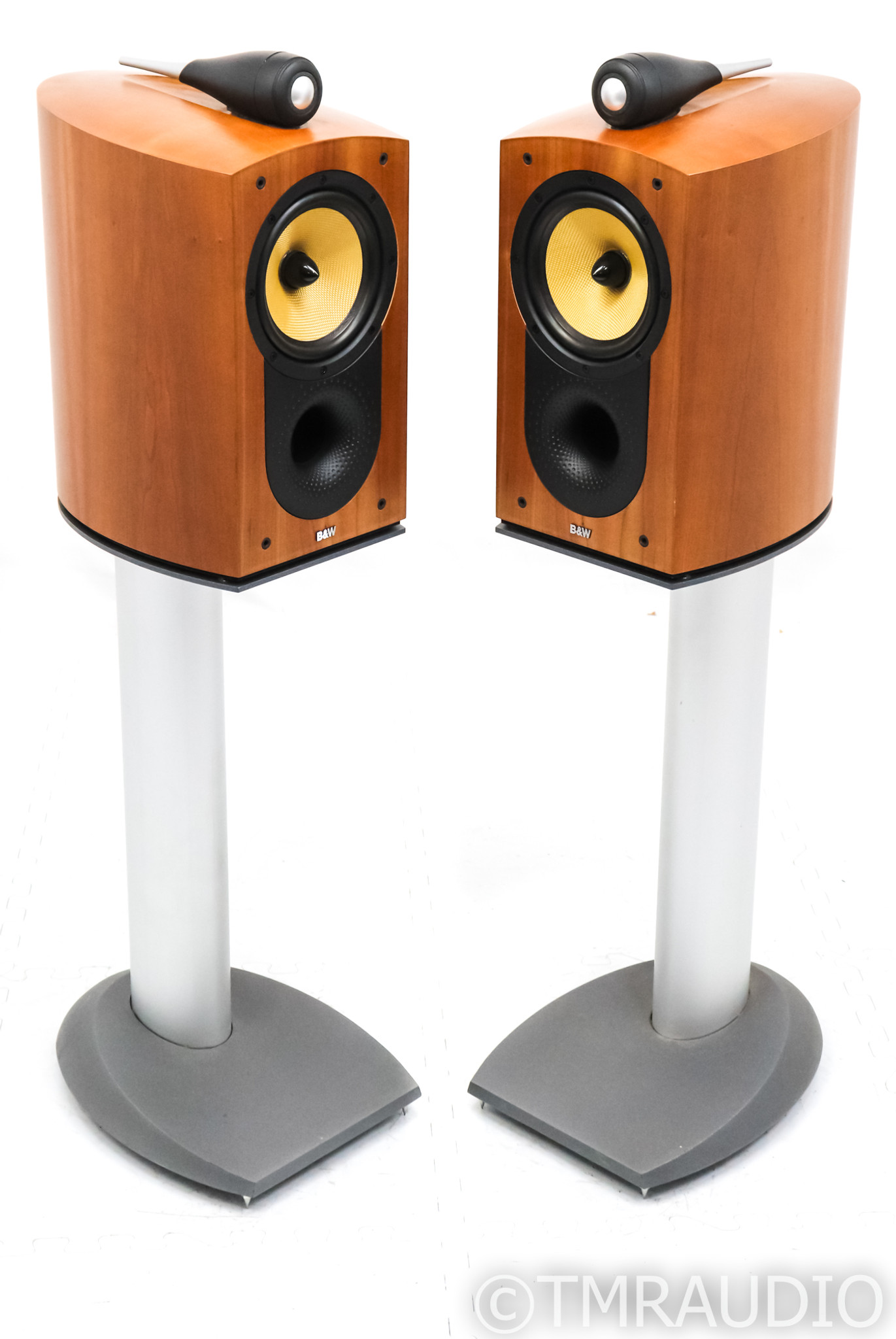 B&W Nautilus 805 Bookshelf Speakers; Cherry Pair w/ Stands