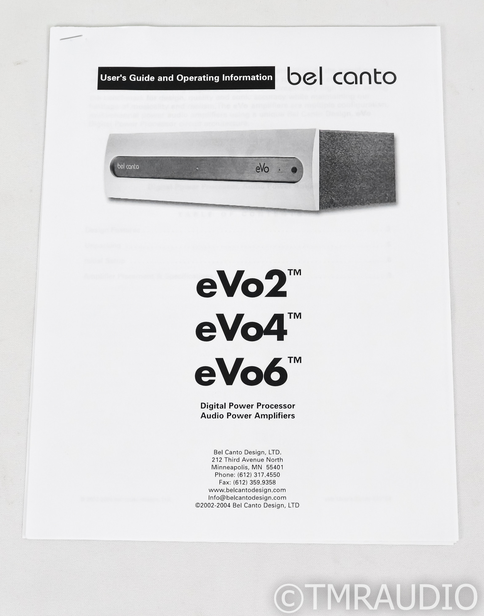 Bel Canto eVo 2 Gen II Stereo Power Amplifier