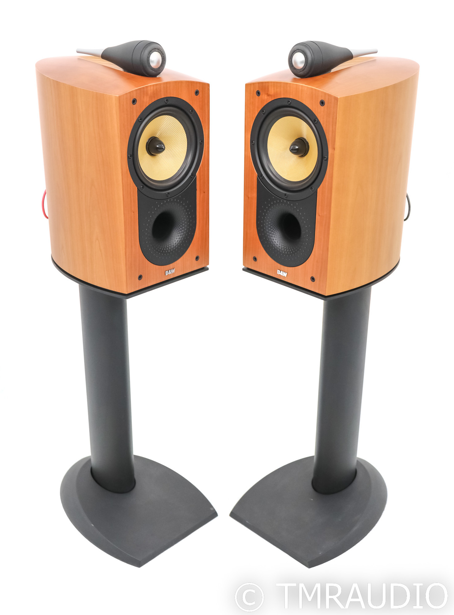 B&W Nautilus 805 Bookshelf Speakers; Cherrywood Pair w/ Stands