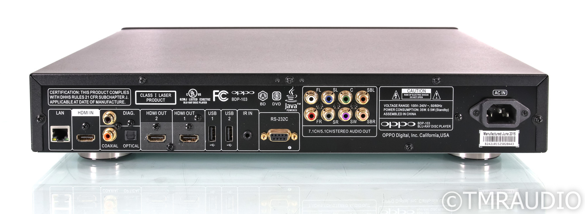 Oppo BDP-103 Universal Disc Player; Remote; CD / SACD / DVD
