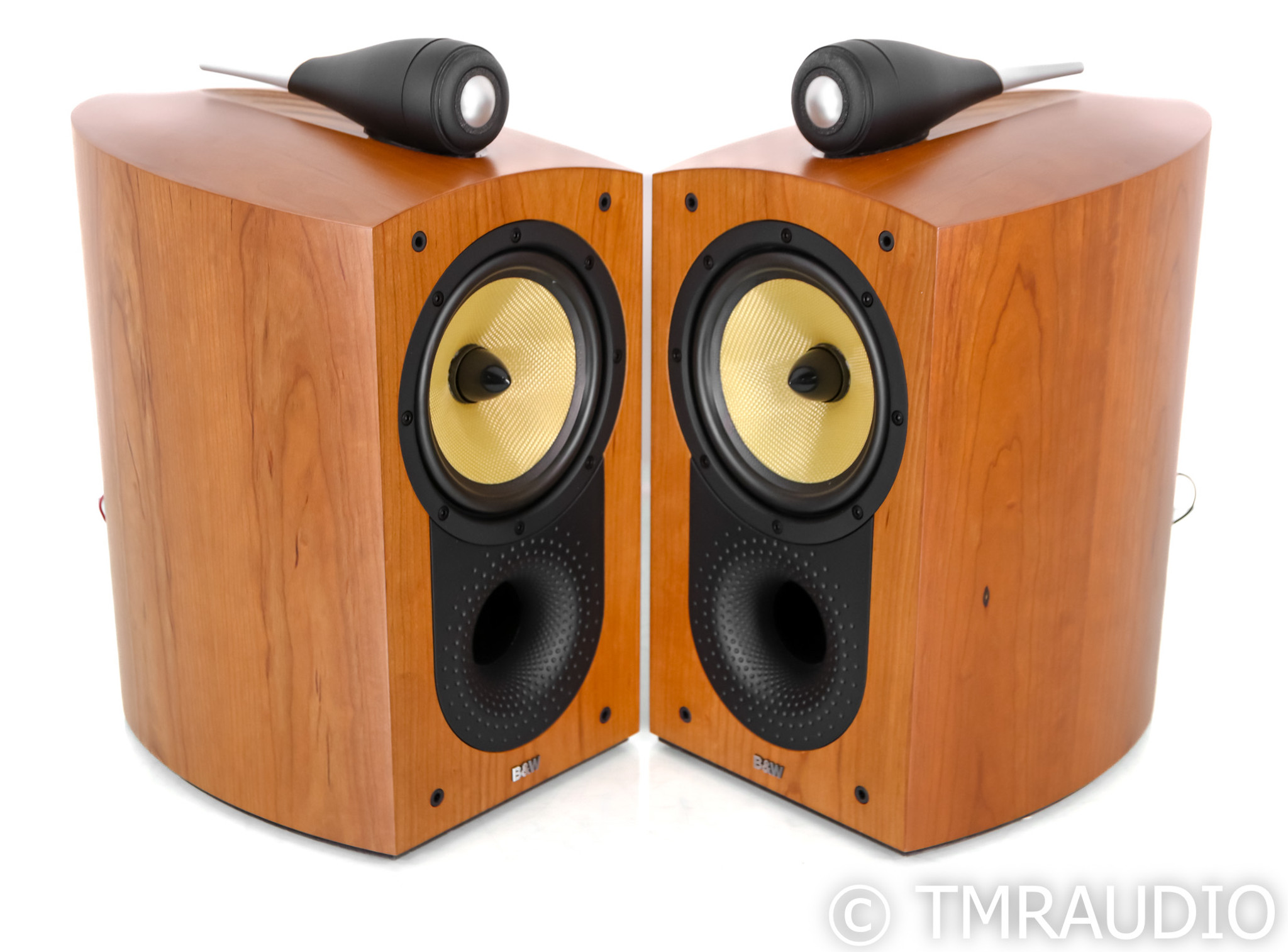 B&W Nautilus 805 Bookshelf Speakers; Natural Cherry Pair