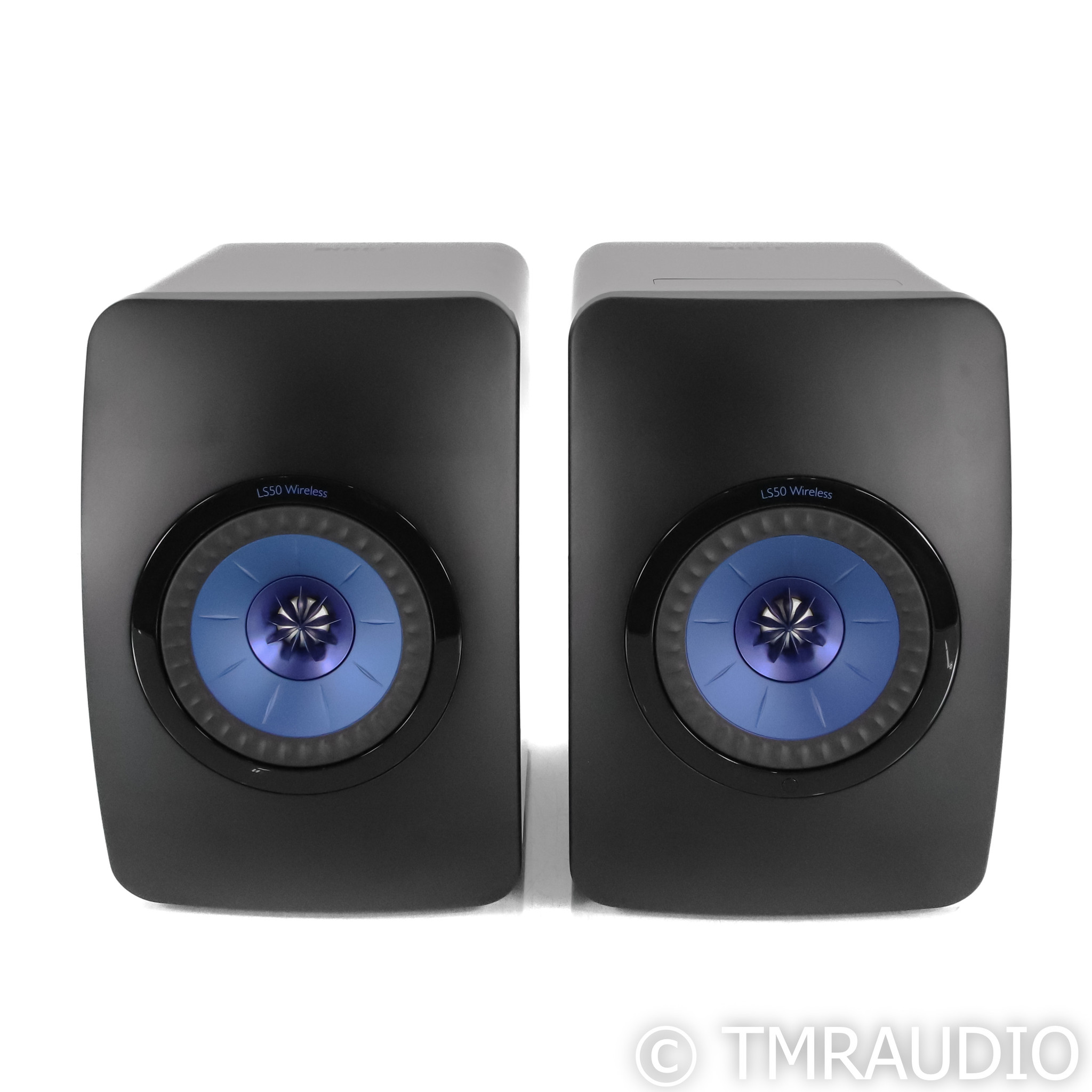 KEF LS50 Wireless Powered Bookshelf Speakers; Gloss Black / Blue