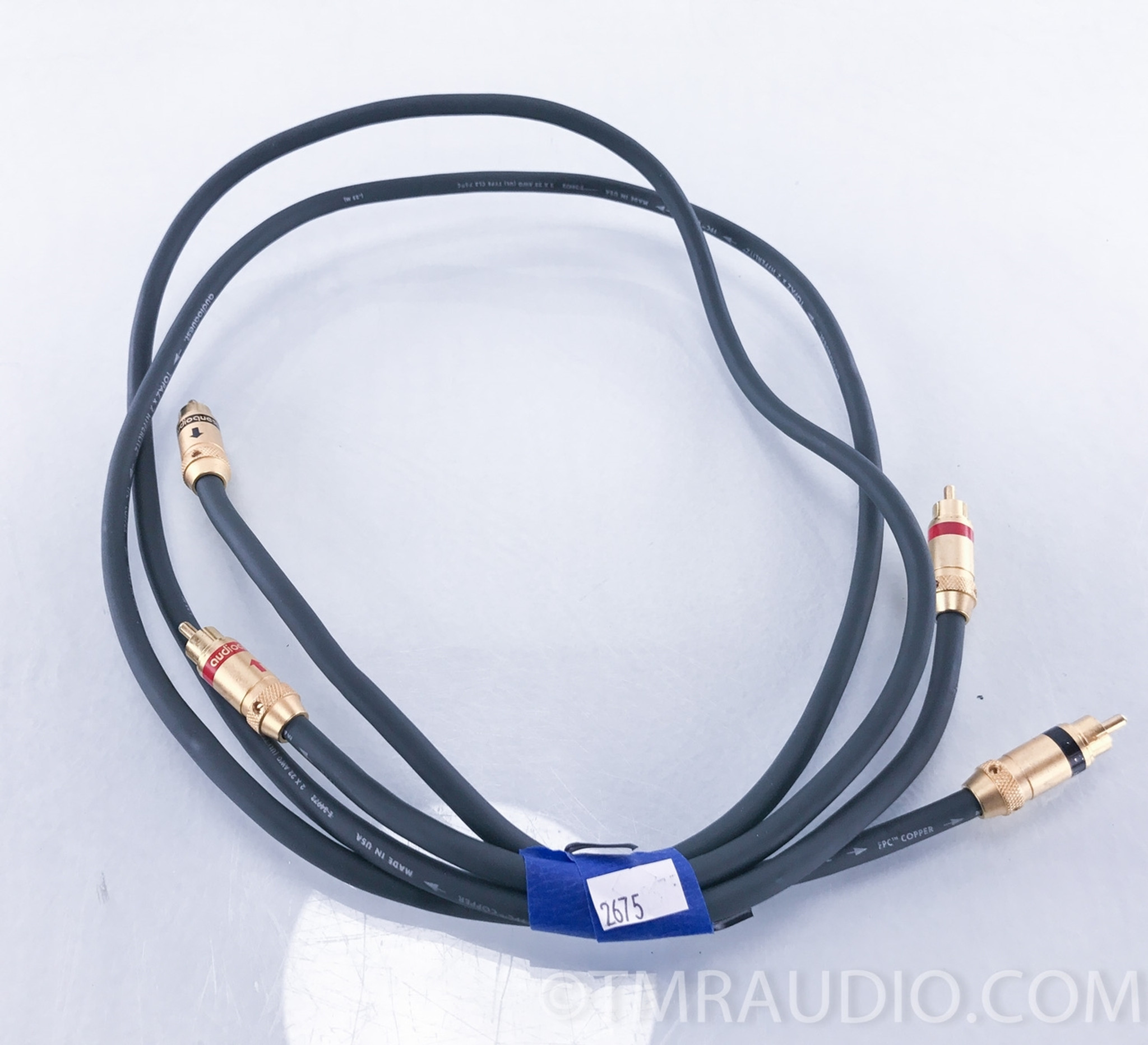 Audioquest Topaz X2 Hyperlitz FPC Copper RCA Cables; 1m Pair Interconnects