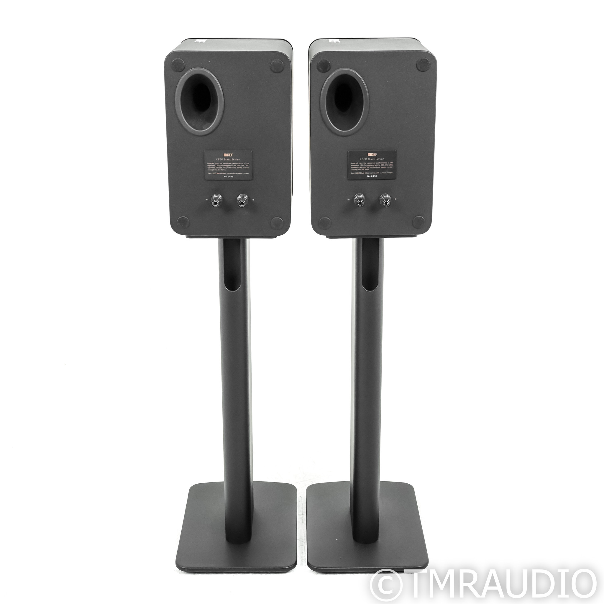 KEF LS50 Black Edition Bookshelf Speakers with Stands; Pair