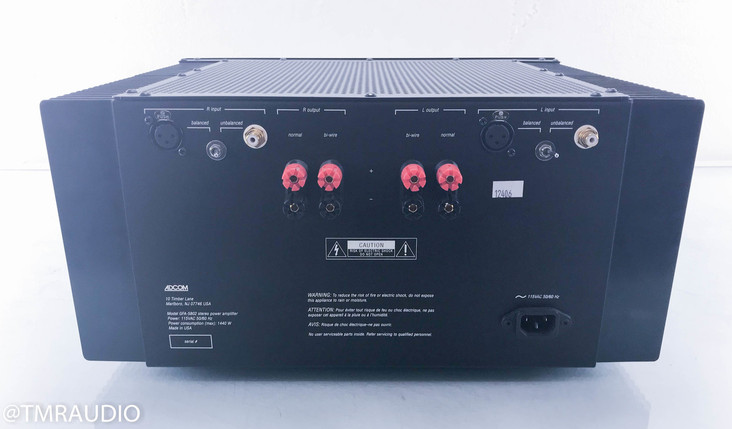 Adcom GFA-5802 Stereo Power Amplifier; (AS-IS Loud buzz, suspected DC current on outputs)