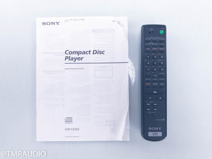 Sony CDP-CX355 300 Disc CD Changer; Remote