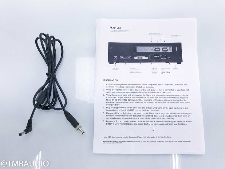 Auraliti PK-90 Network Streaming Player; PK90 w/ Linear Power Supply