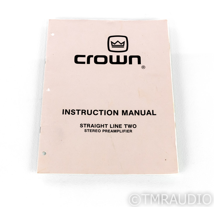 Crown Straight Line Two Stereo Preamplifier; Walnut Cabinet; SL-2