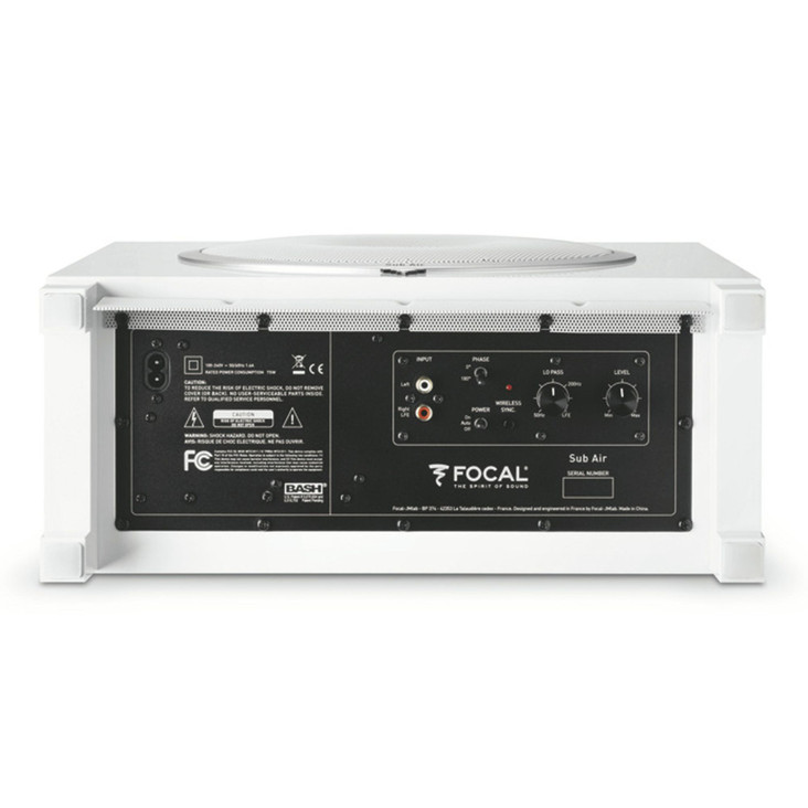 Focal Sub Air Wireless Subwoofer, white, inputs and outputs