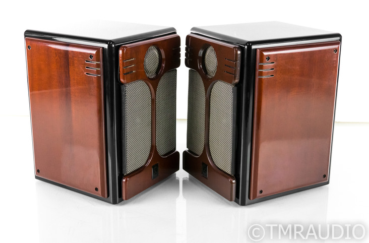 Studio Electric Monitor Bookshelf Speakers; Walnut Pair w/ Art Deco Grills (SOLD)