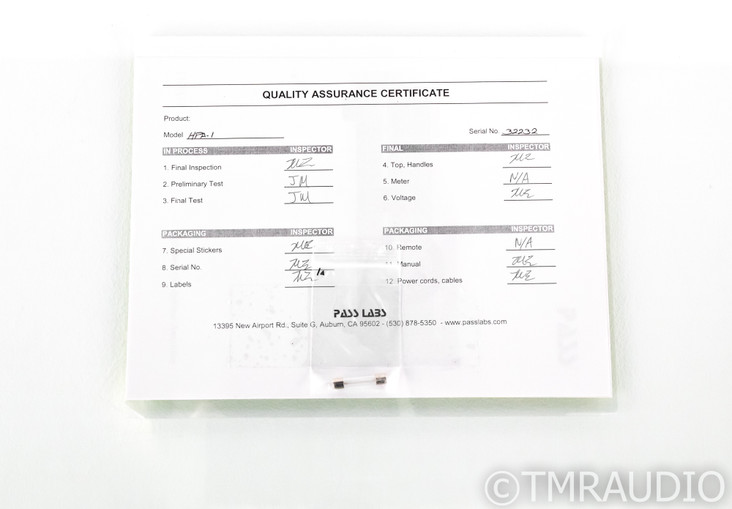 Pass Labs HPA-1 Headphone Amplifier; HPA1 (SOLD2)