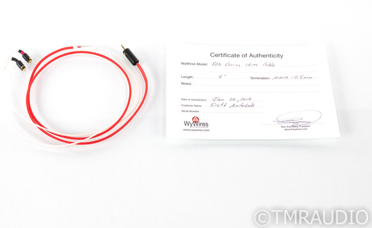 WyWires Red Series Balanced Headphone Cable; 4ft IEM Cord; MMCX Connectors