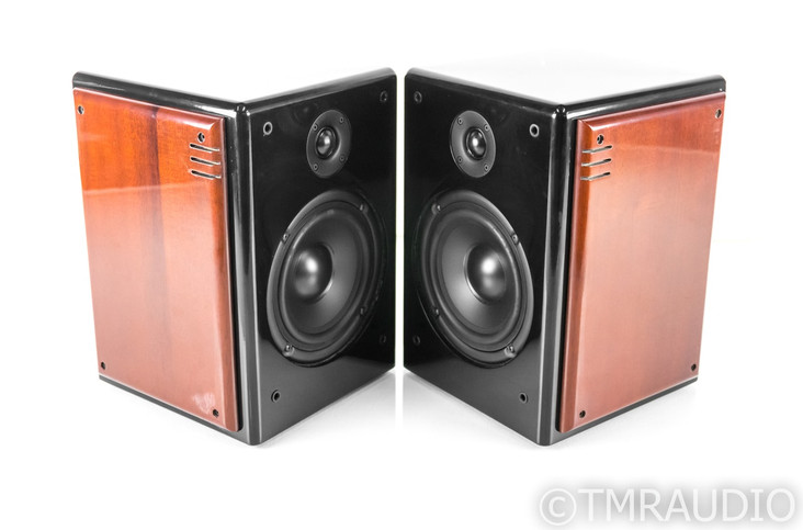 Studio Electric Monitor Bookshelf Speakers; Walnut Pair w/ Art Deco Grills