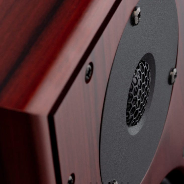 Harbeth Monitor P3ESR XD Loudspeaker, rosewood tweeter close up