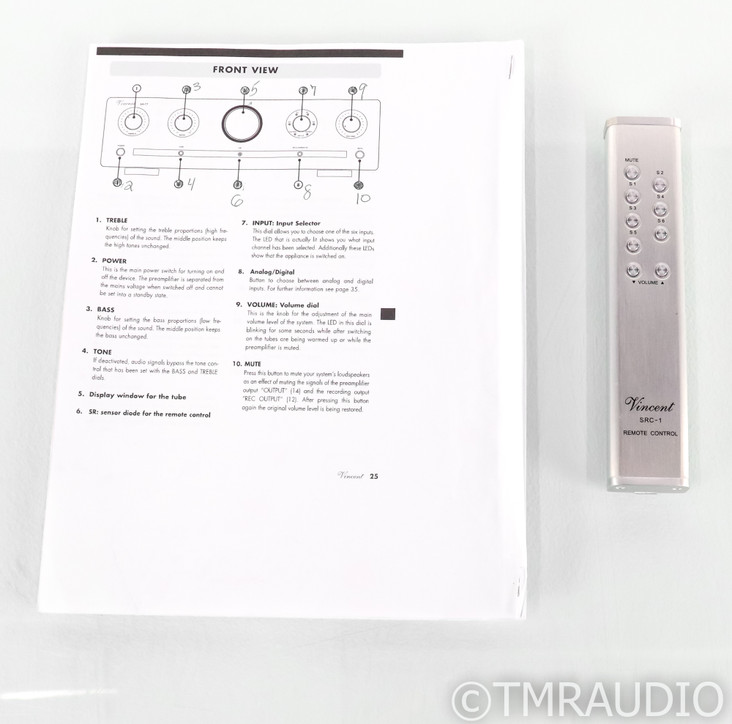 Vincent SA-T7 Stereo Tube Preamplifier; SA T7; Silver; Blohbaum System