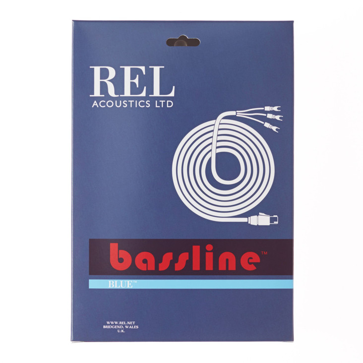 REL Bassline Blue Subwoofer Cable packaging