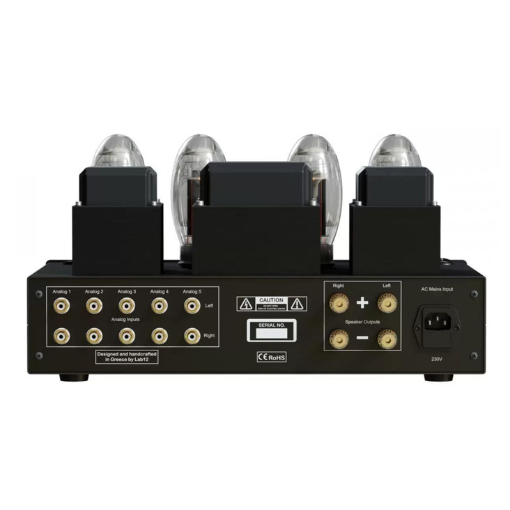 Lab12 integre4 Integrated Tube Amplifier, matt black rear panel, inputs and outputs