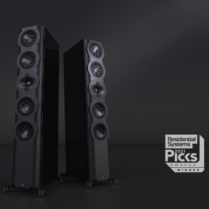 Perlisten S7t Floorstanding Speakers, black piano Pair hero shot