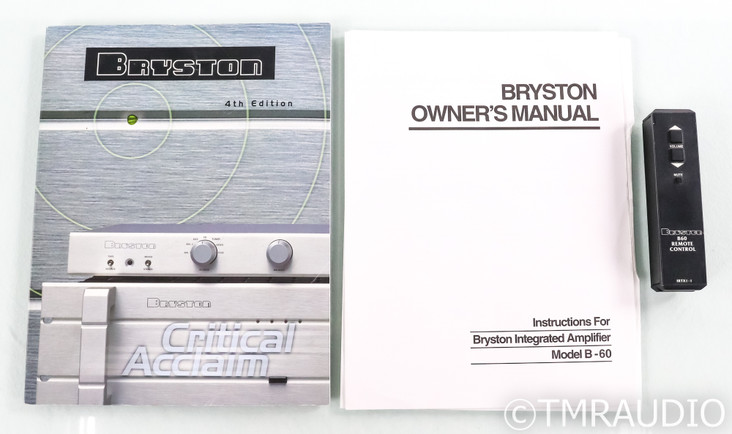 Bryston B-60R Stereo Integrated Amplifier; B60R; Black; 17"; Remote